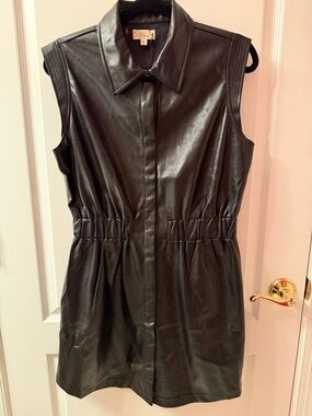 Sleeveless Faux Leather Dress - Black by Eloquii